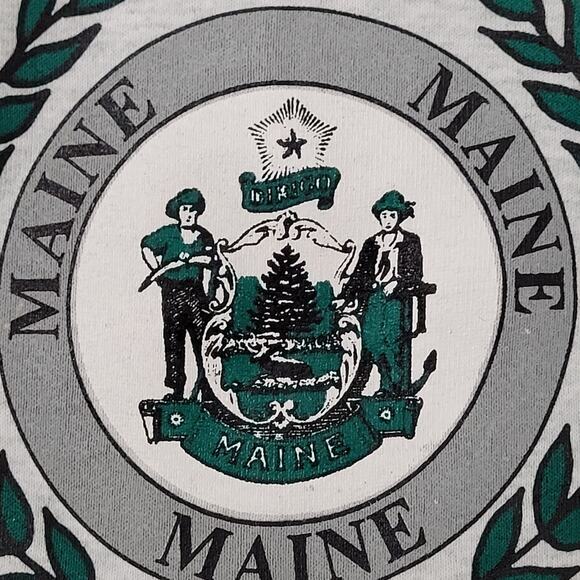 Vintage 90s Steuben Maine Sweatshirt M/L 21x24 Cropped Gray - Picture 12 of 13